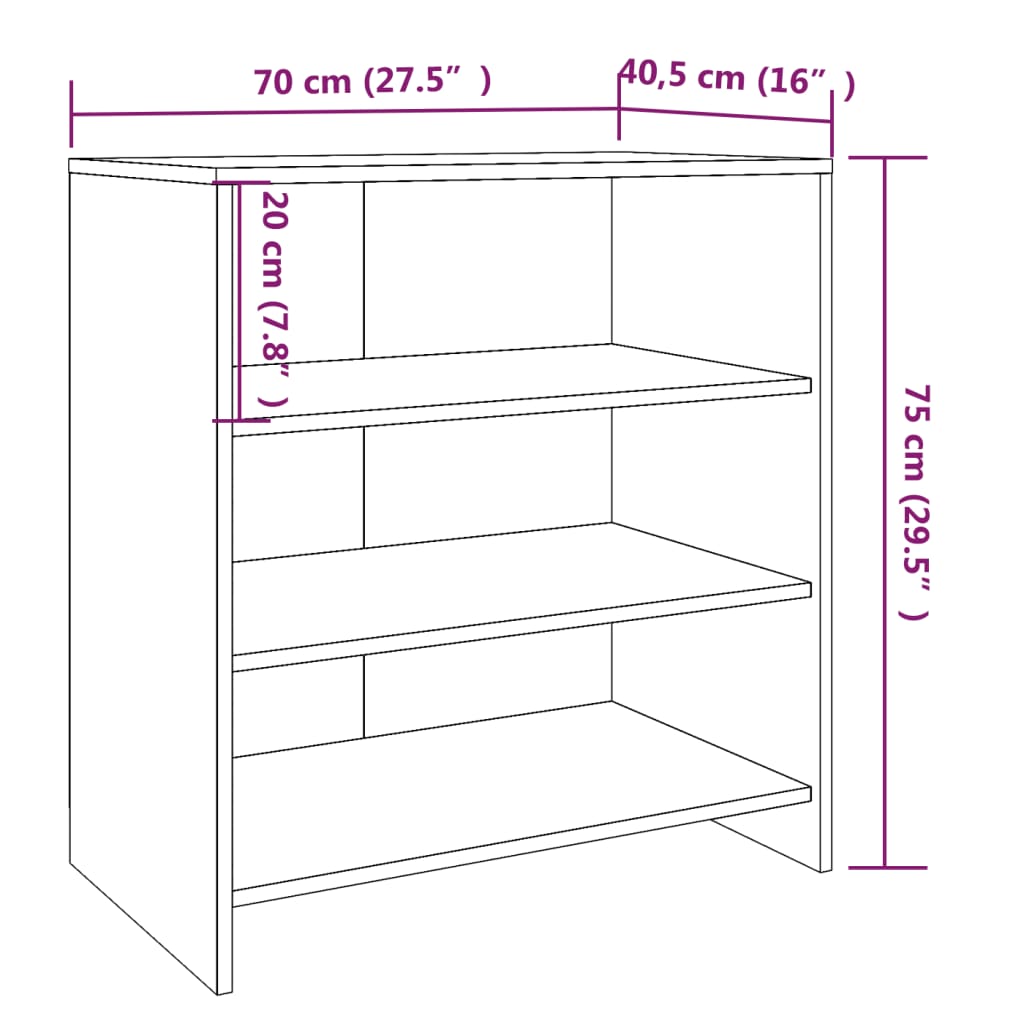 skænk 70x40,5x75 cm konstrueret træ sonoma-eg