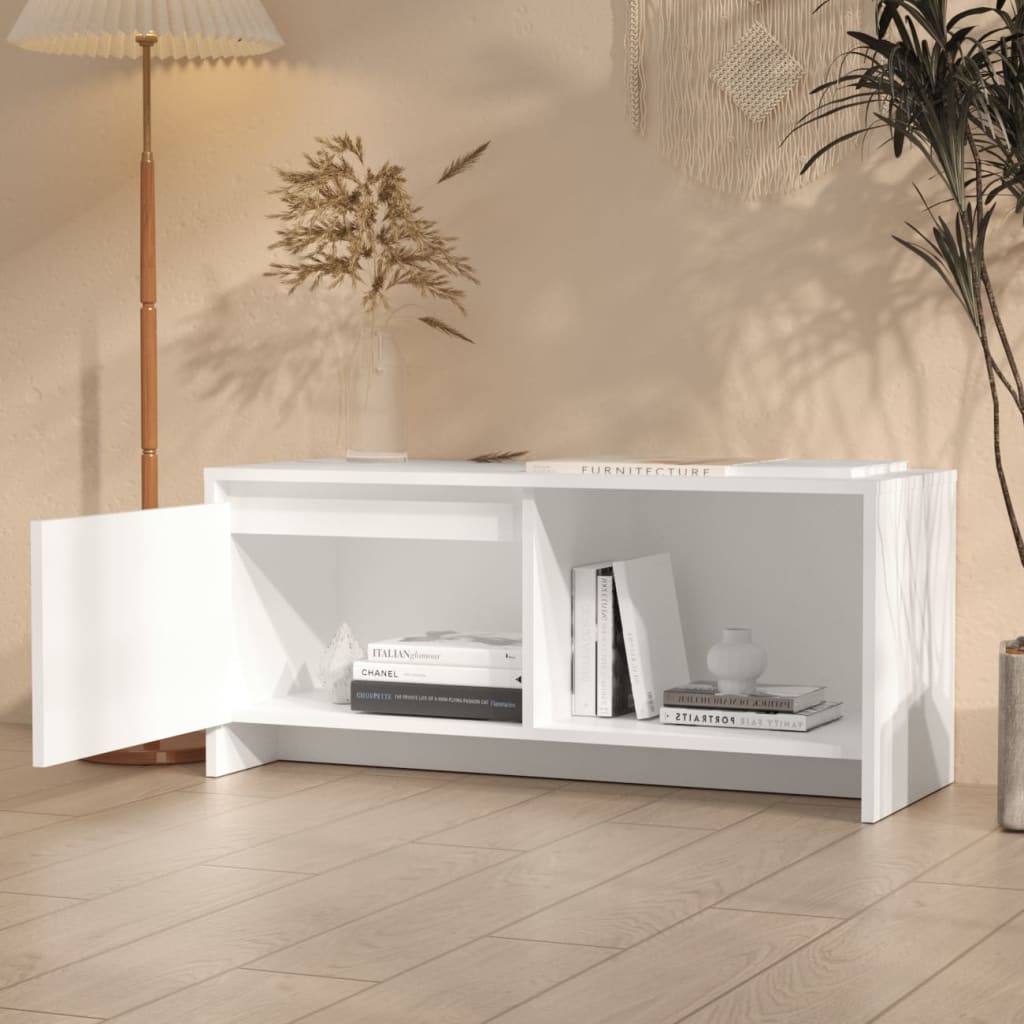 tv-bord 90x35x40 cm konstrueret træ hvid