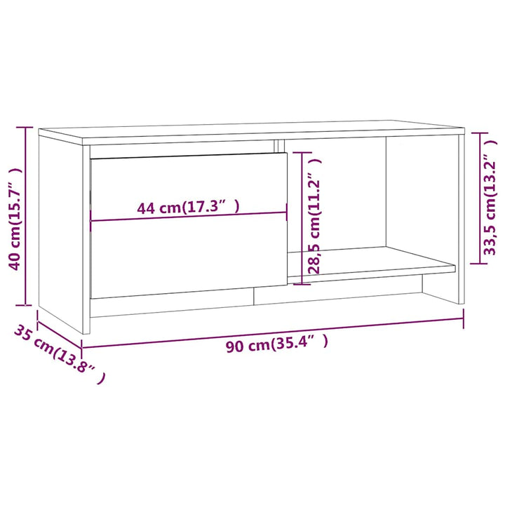 tv-bord 90x35x40 cm konstrueret træ sonoma-eg