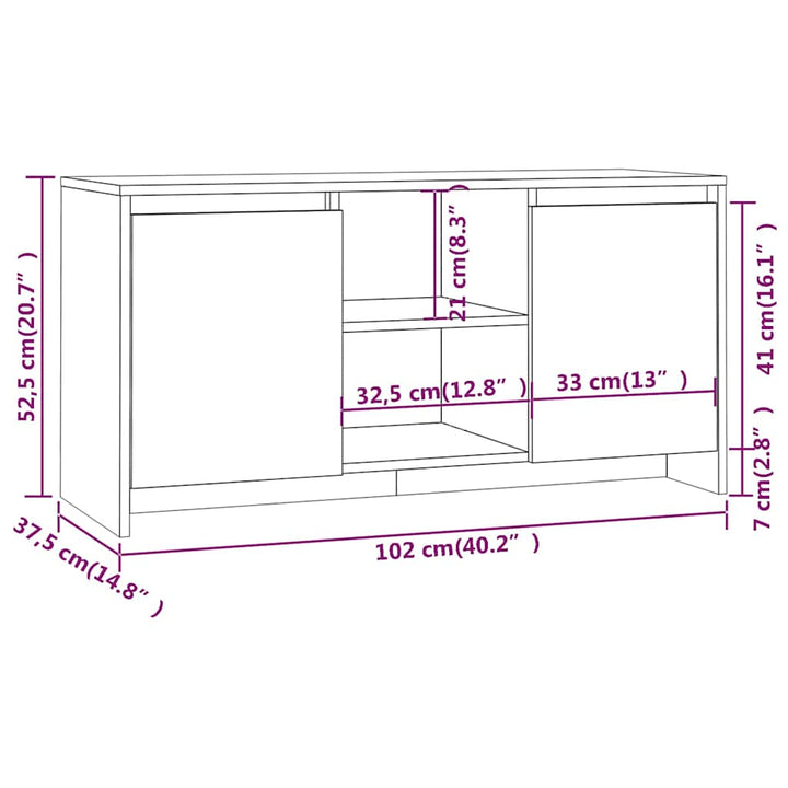 tv-bord 102x37,5x52,5 cm konstrueret træ sonoma-eg