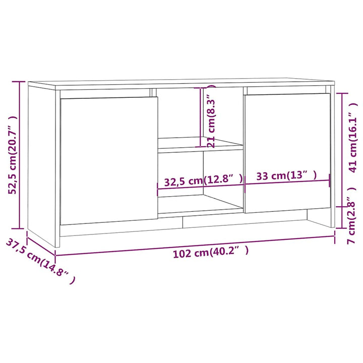 tv-bord 102x37,5x52,5 cm konstrueret træ sonoma-eg