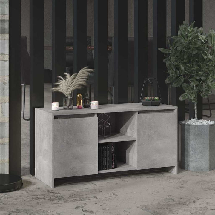 tv-bord 102x37,5x52,5 cm konstrueret træ betongrå