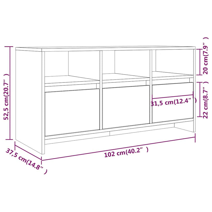 tv-bord 102x37,5x52,5 cm konstrueret træ hvid