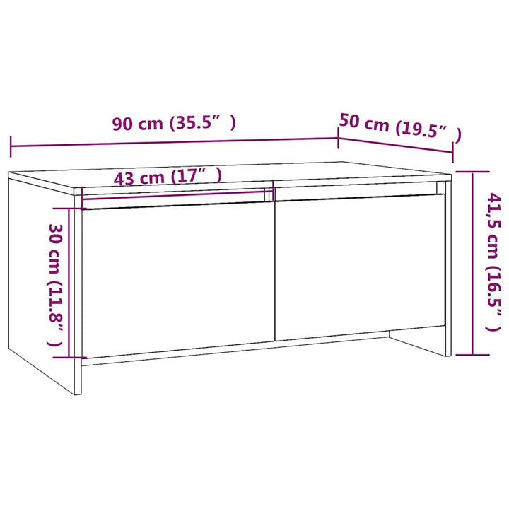 sofabord 90x50x41,5 cm konstrueret træ hvid