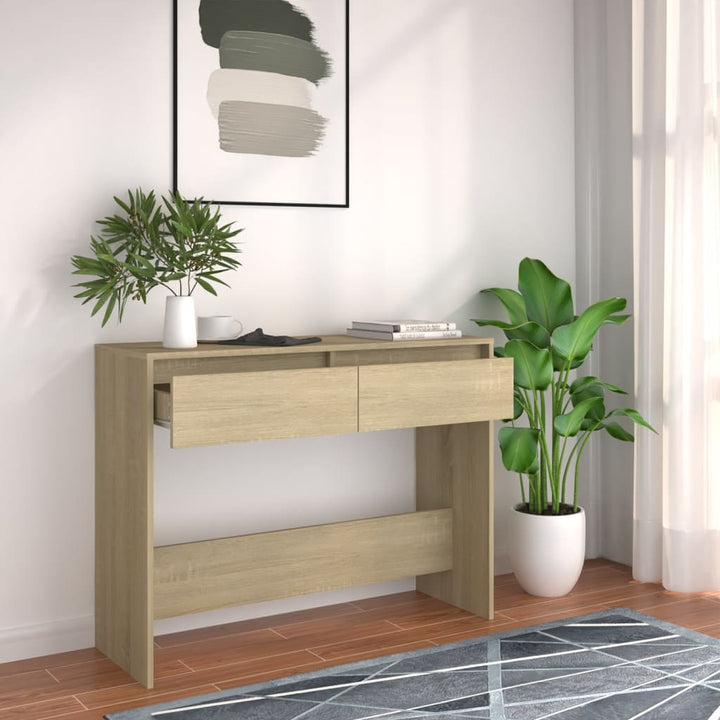 konsolbord 100x35x76,5 cm konstrueret træ sonoma-eg