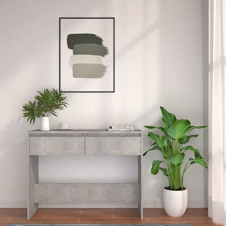 konsolbord 100x35x76,5 cm konstrueret træ betongrå