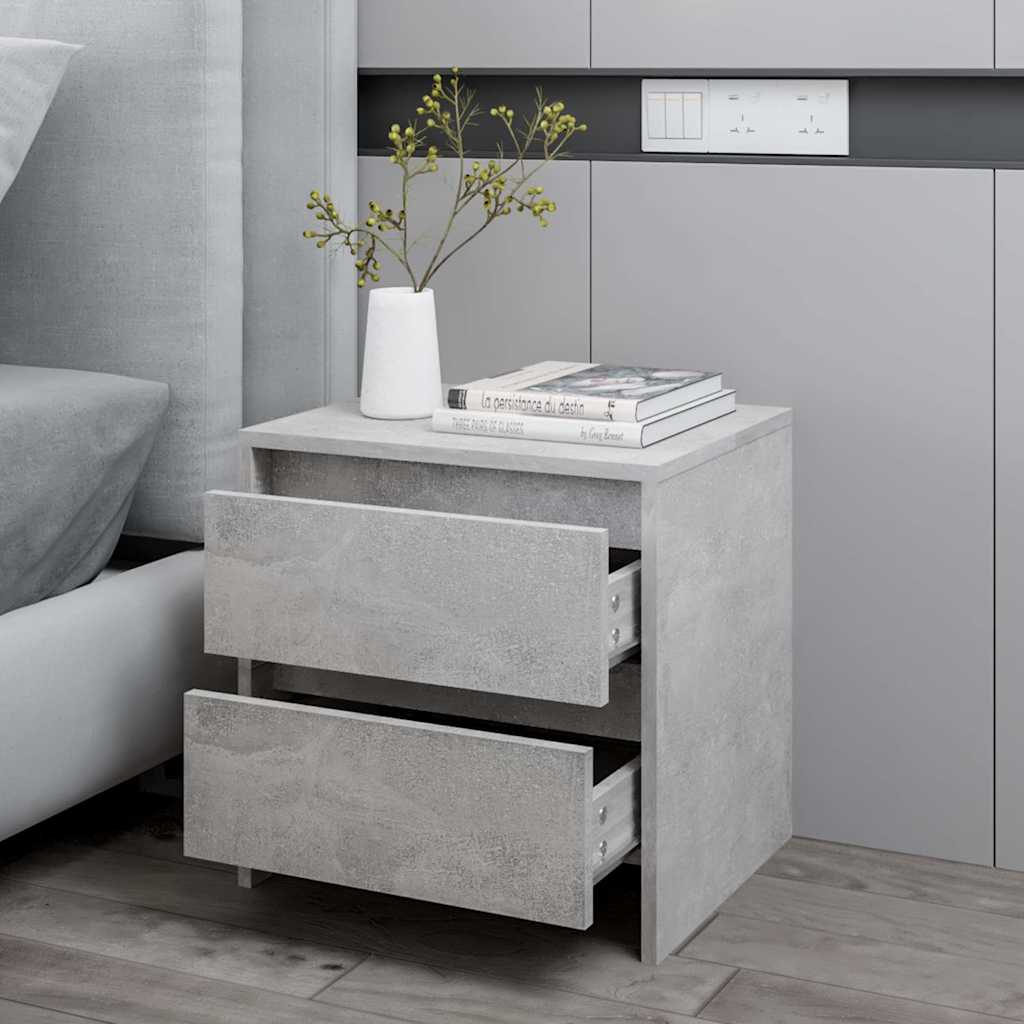 sengebord 45x34,5x44,5 konstrueret træ betongrå