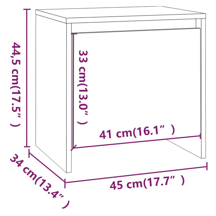 sengebord 45x34x44,5 cm konstrueret træ sonoma-eg