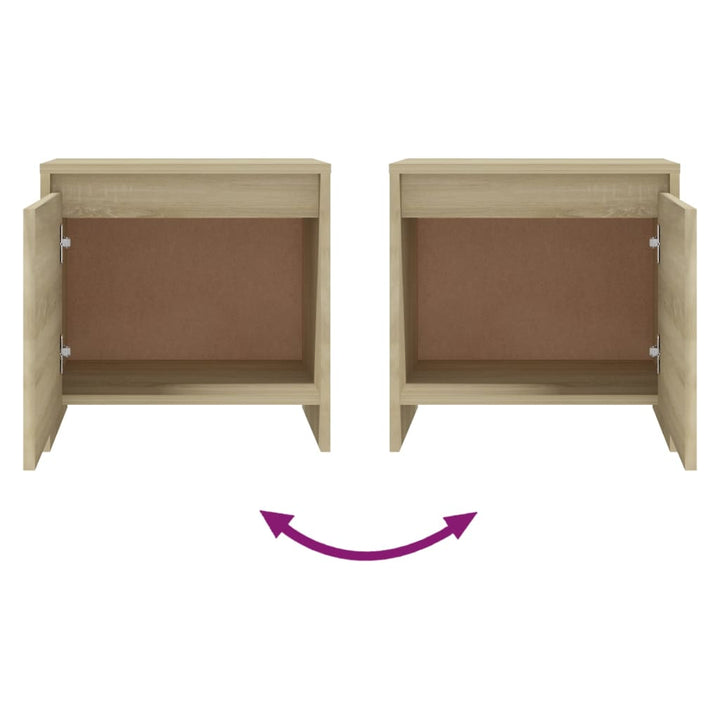 sengeborde 2 stk. 45x34x44,5 cm konstrueret træ sonoma-eg