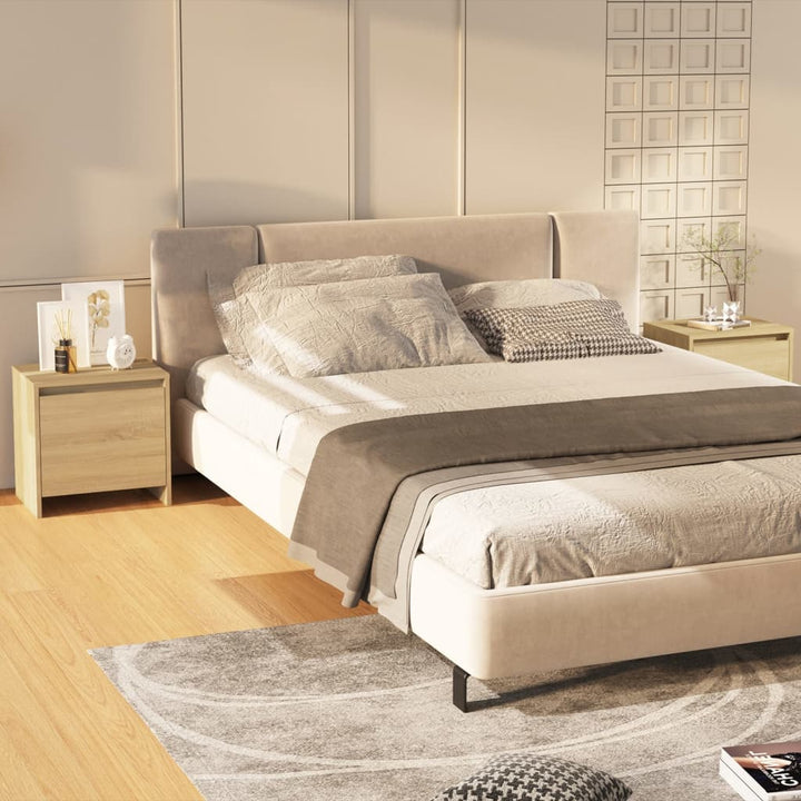sengeborde 2 stk. 45x34x44,5 cm konstrueret træ sonoma-eg