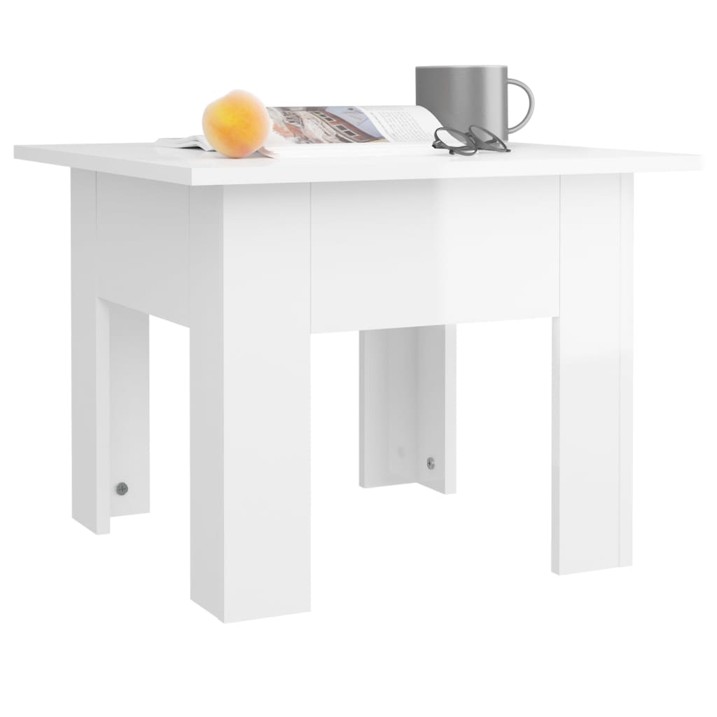 sofabord 55x55x42 cm konstrueret træ hvid højglans