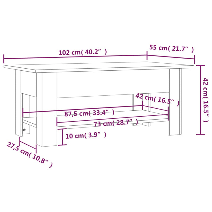 sofabord 102x55x42 cm konstrueret træ betongrå