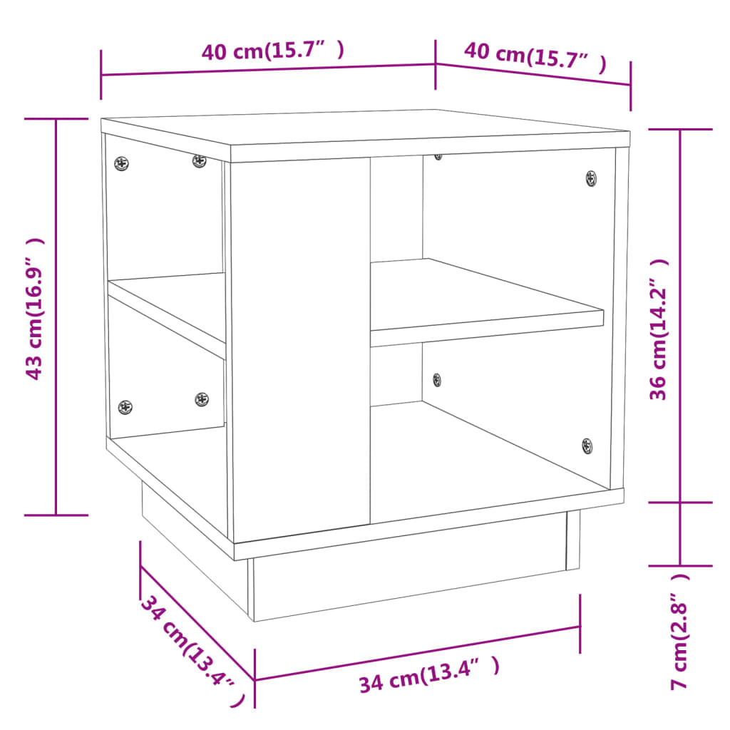 sofabord 40x40x43 cm konstrueret træ sonoma-eg