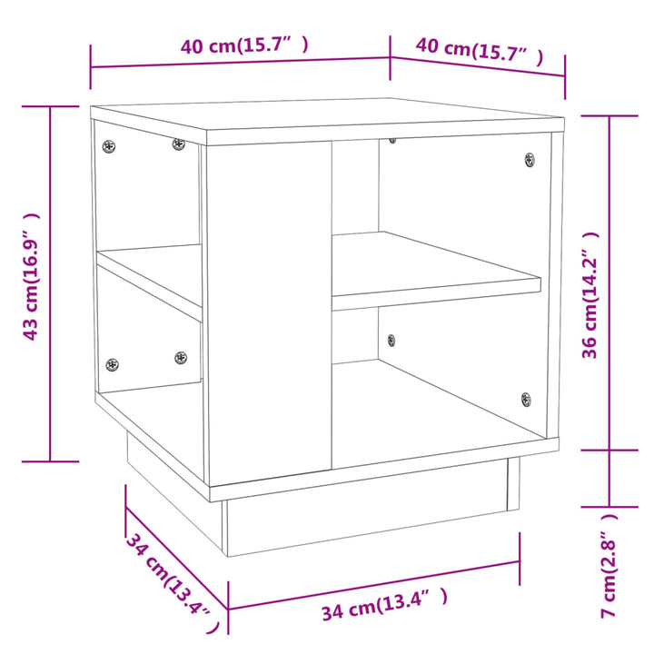 sofabord 40x40x43 cm konstrueret træ sonoma-eg