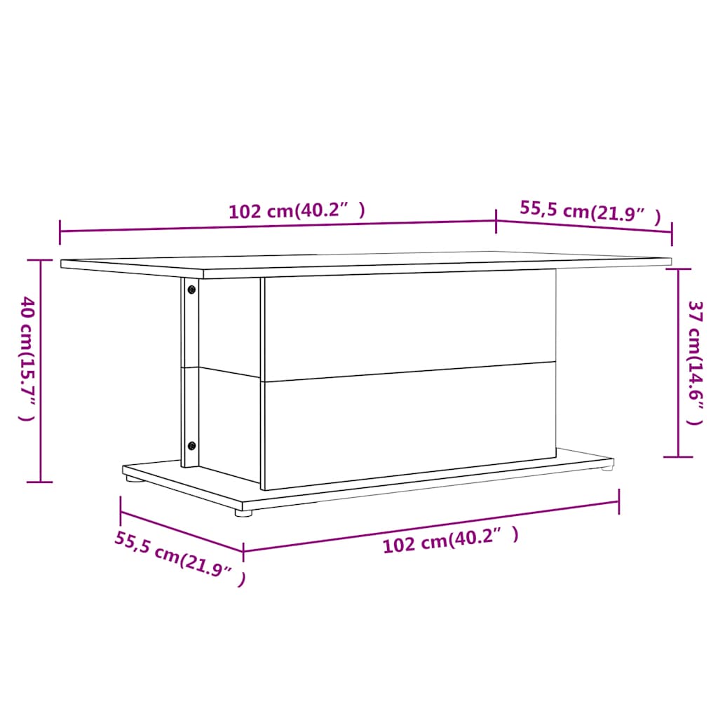 sofabord 102x55,5x40 cm konstrueret træ sort