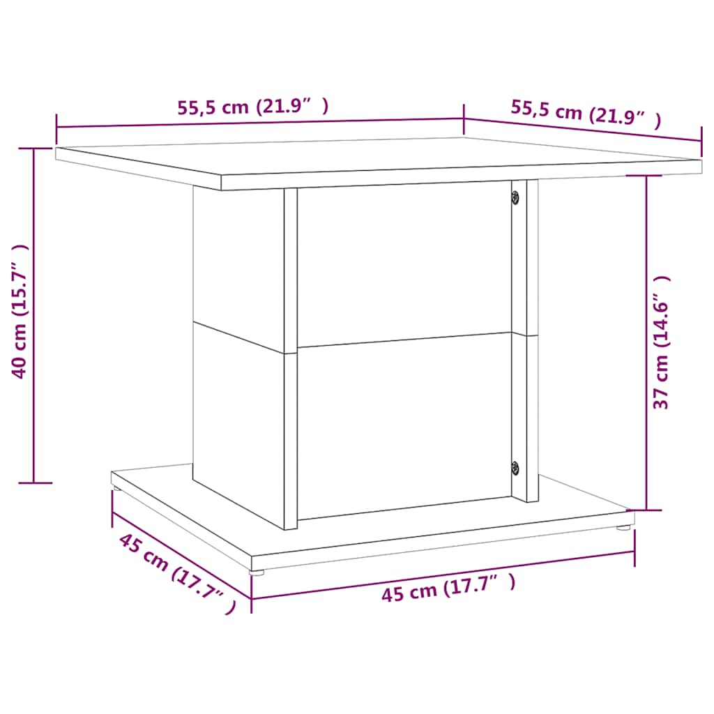 sofabord 55,5x55,5x40 cm konstrueret træ sort