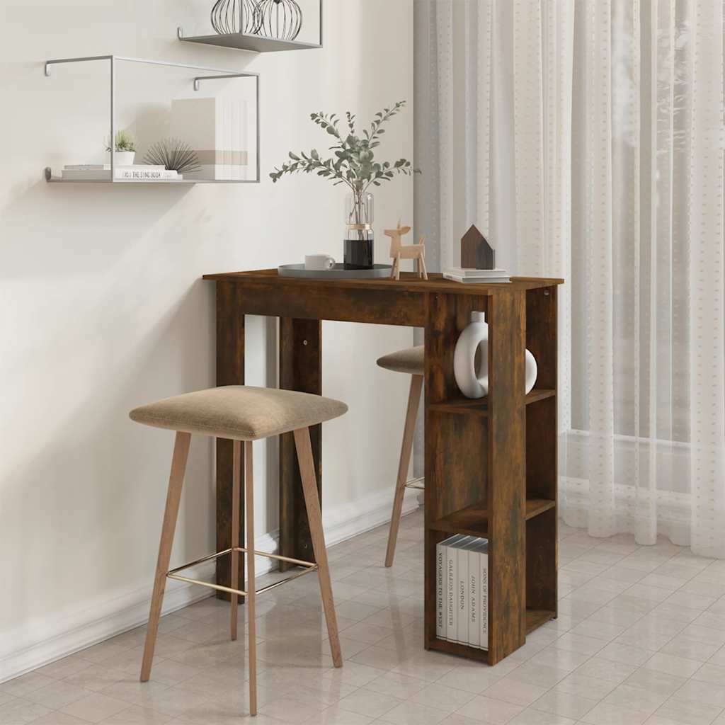 barbord m. hylde 102x50x103,5 cm konstrueret træ røget eg