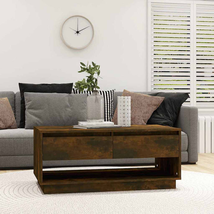 sofabord 102,5x55x44 cm konstrueret træ røget egetræsfarve