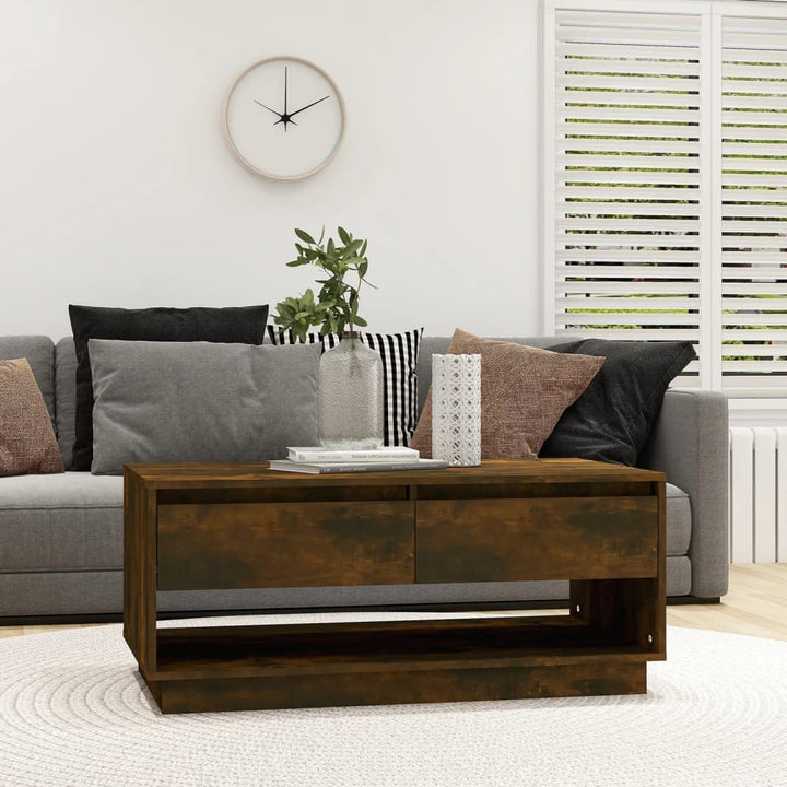 sofabord 102,5x55x44 cm konstrueret træ røget egetræsfarve