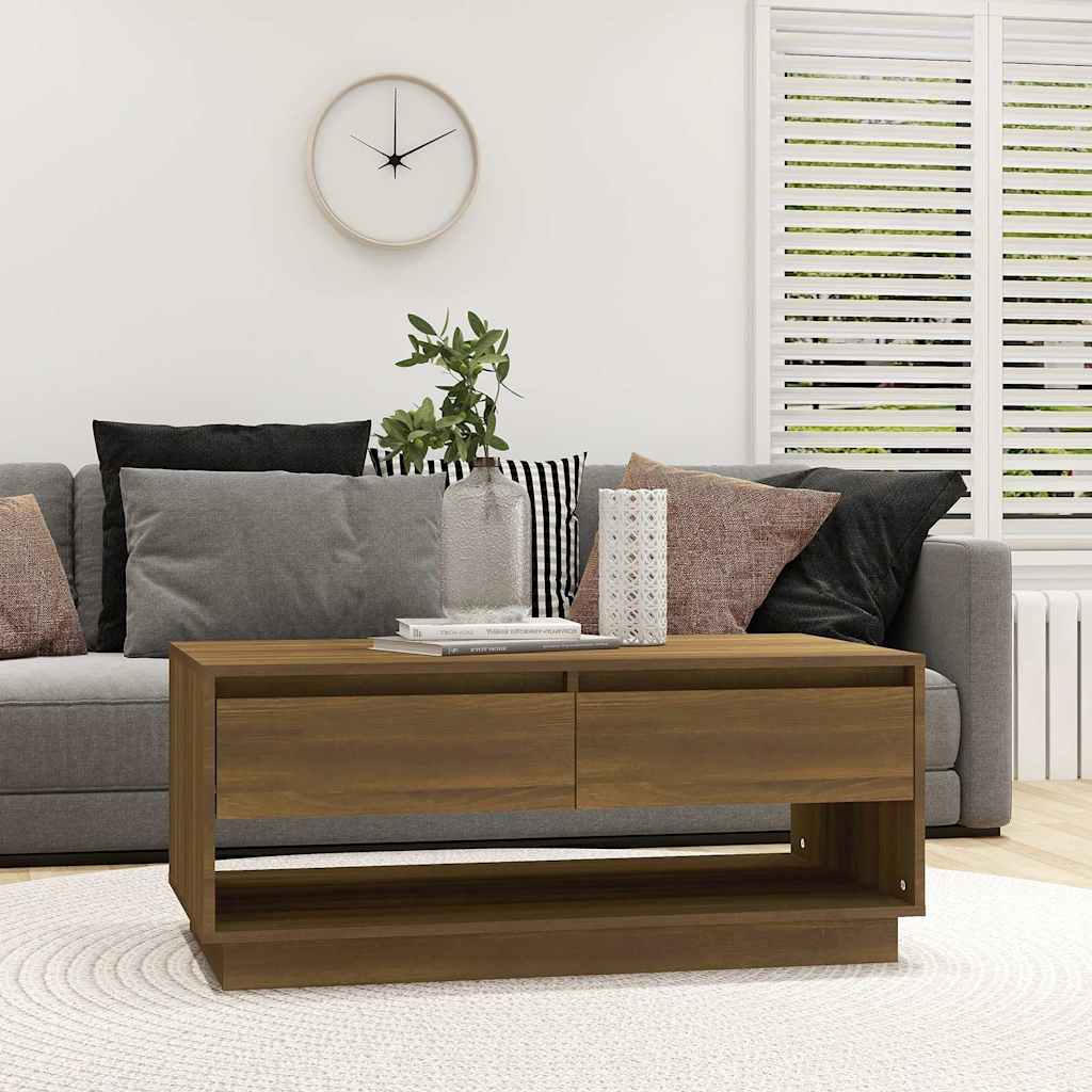 sofabord 102,5x55x44 cm konstrueret træ brun egetræ