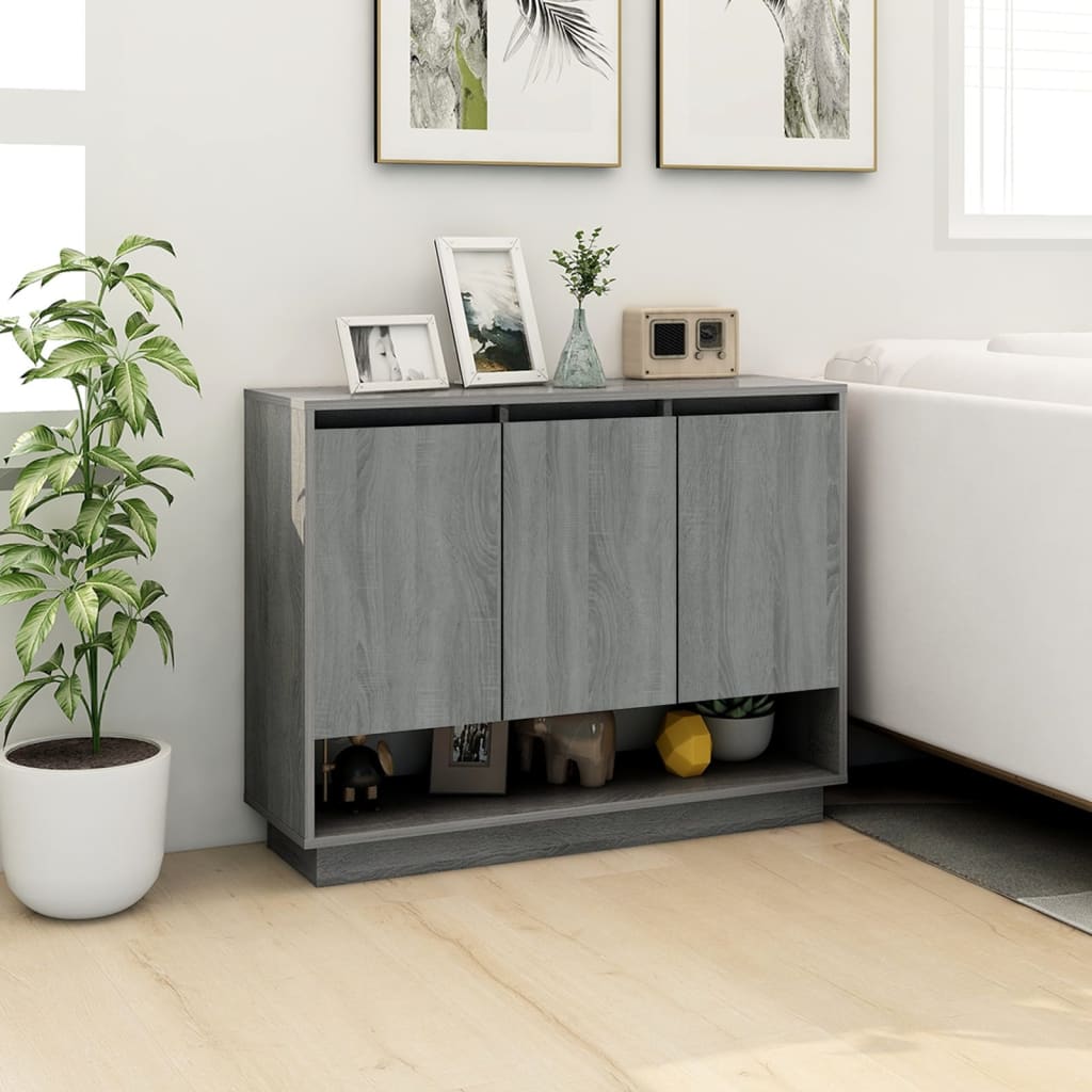 skænk 97x31x75 cm konstrueret træ grå sonoma-eg