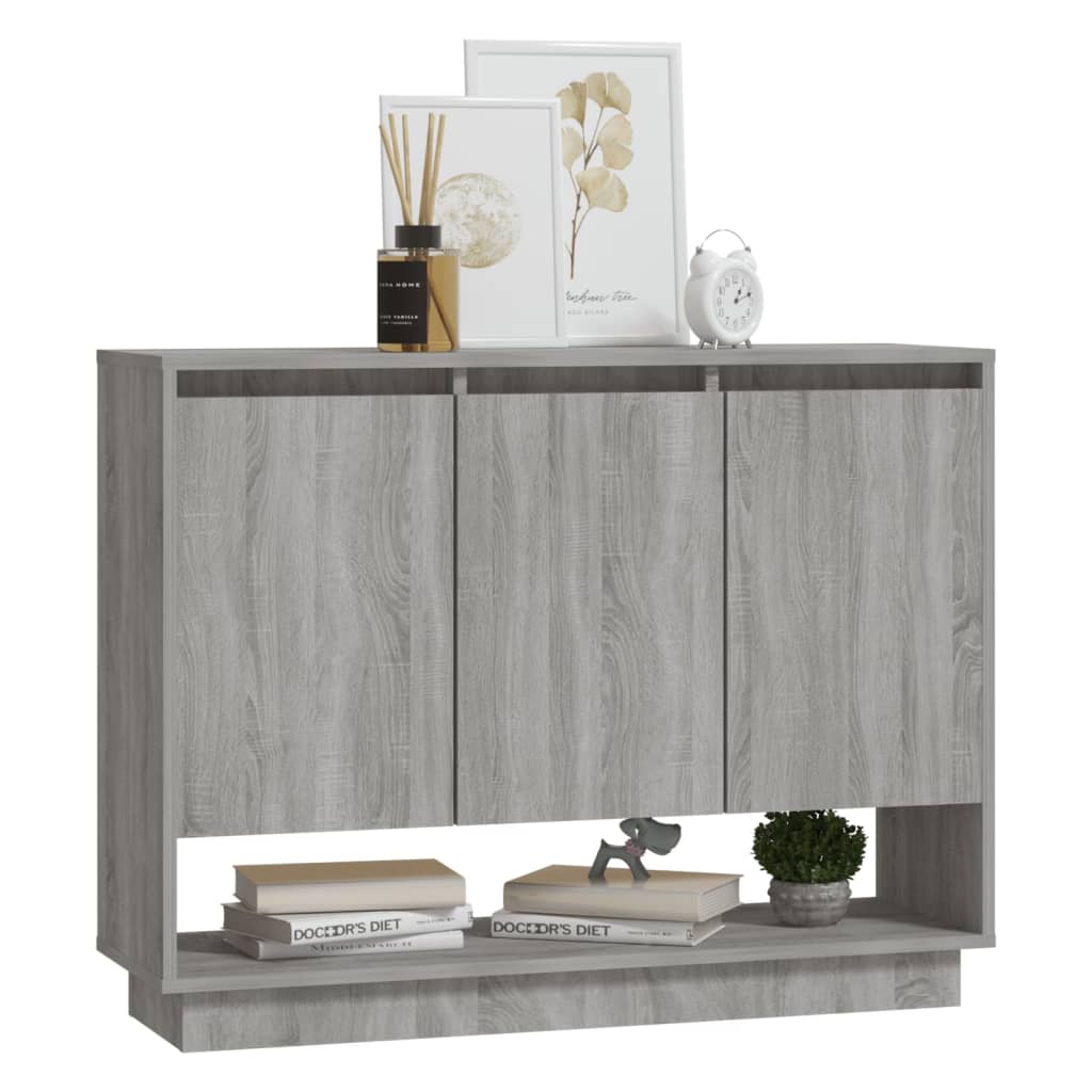skænk 97x31x75 cm konstrueret træ grå sonoma-eg