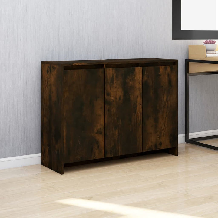 skænk 102x33x75 cm konstrueret træ røget egetræsfarve