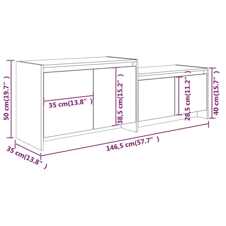 tv-bord 146,5x35x50 cm konstrueret træ røget egetræsfarve