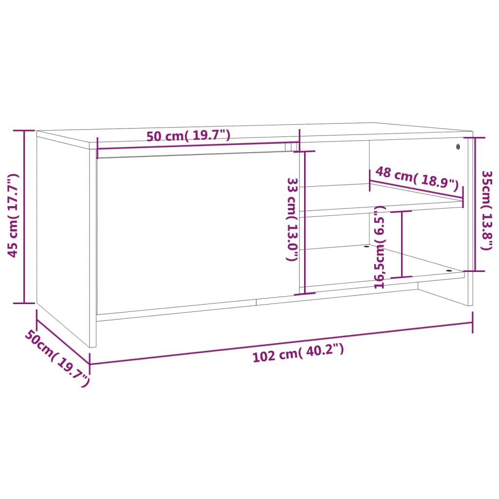 sofabord 102x50x45 cm konstrueret træ grå sonoma-eg
