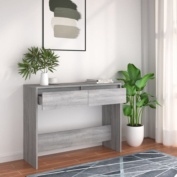 konsolbord 100x35x76,5 cm konstrueret træ grå sonoma-eg