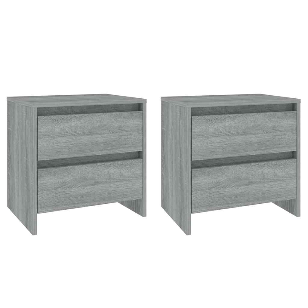 sengeborde 2 stk. 45x34,5x44,5 cm konstrueret træ grå sonoma-eg