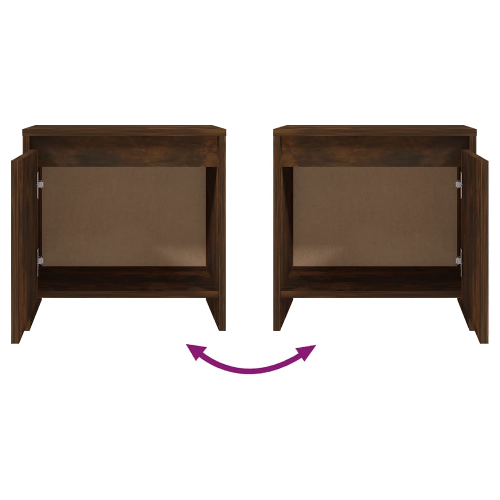 sengeborde 2 stk. 45x34x44,5 cm konstrueret træ røget egetræ