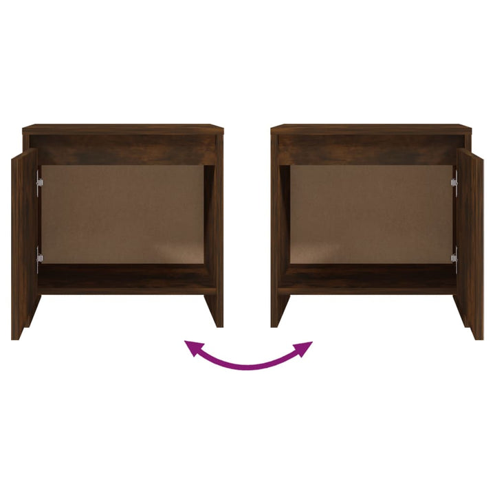 sengeborde 2 stk. 45x34x44,5 cm konstrueret træ røget egetræ