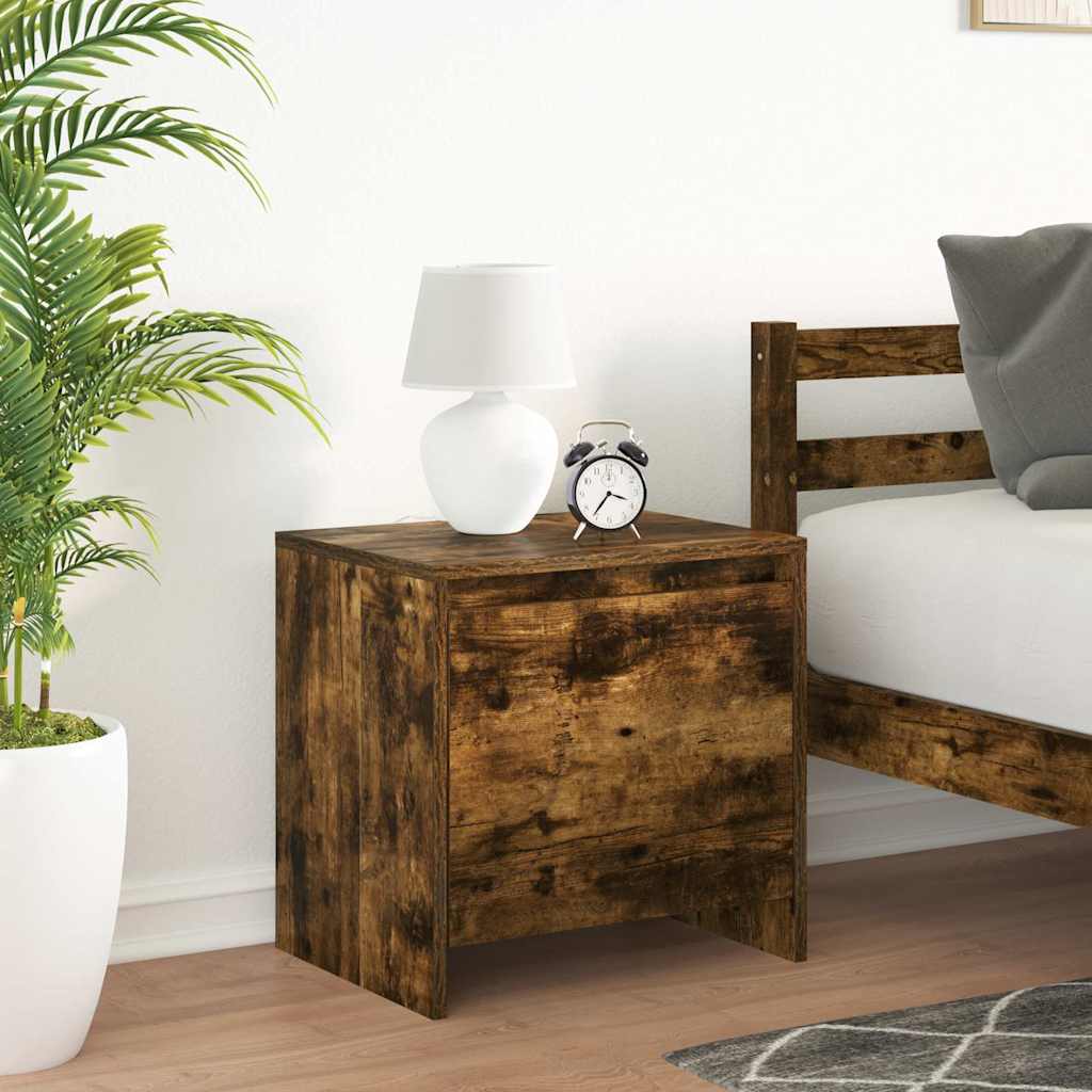 sengeborde 2 stk. 45x34x44,5 cm konstrueret træ røget egetræ
