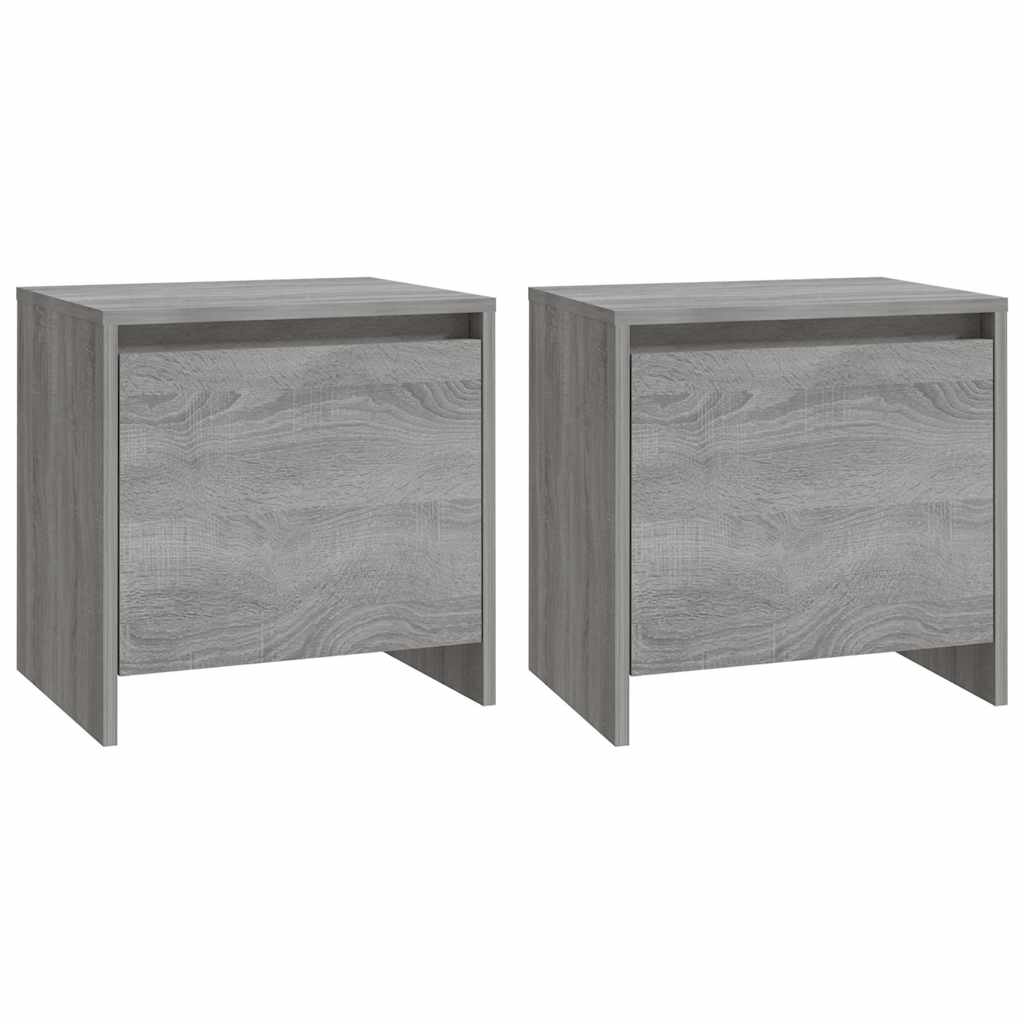 sengeborde 2 stk. 45x34x44,5 cm konstrueret træ grå sonoma-eg