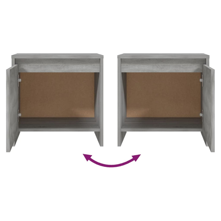 sengeborde 2 stk. 45x34x44,5 cm konstrueret træ grå sonoma-eg