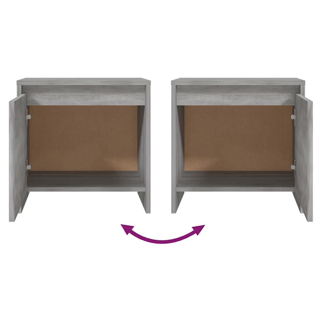 sengeborde 2 stk. 45x34x44,5 cm konstrueret træ grå sonoma-eg