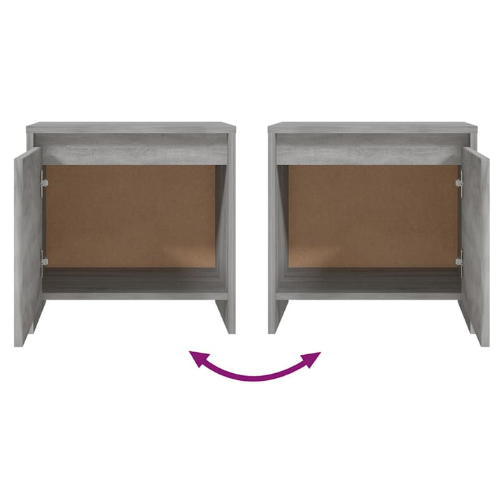 sengeborde 2 stk. 45x34x44,5 cm konstrueret træ grå sonoma-eg