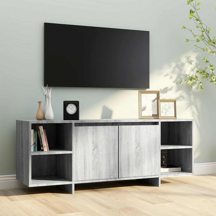 tv-skab 130x35x50 cm konstrueret træ grå sonoma-eg