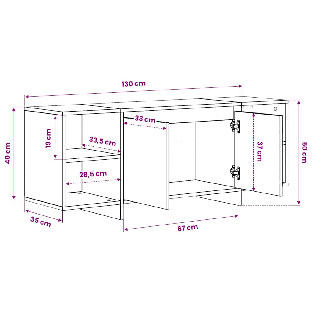 tv-skab 130x35x50 cm konstrueret træ grå sonoma-eg