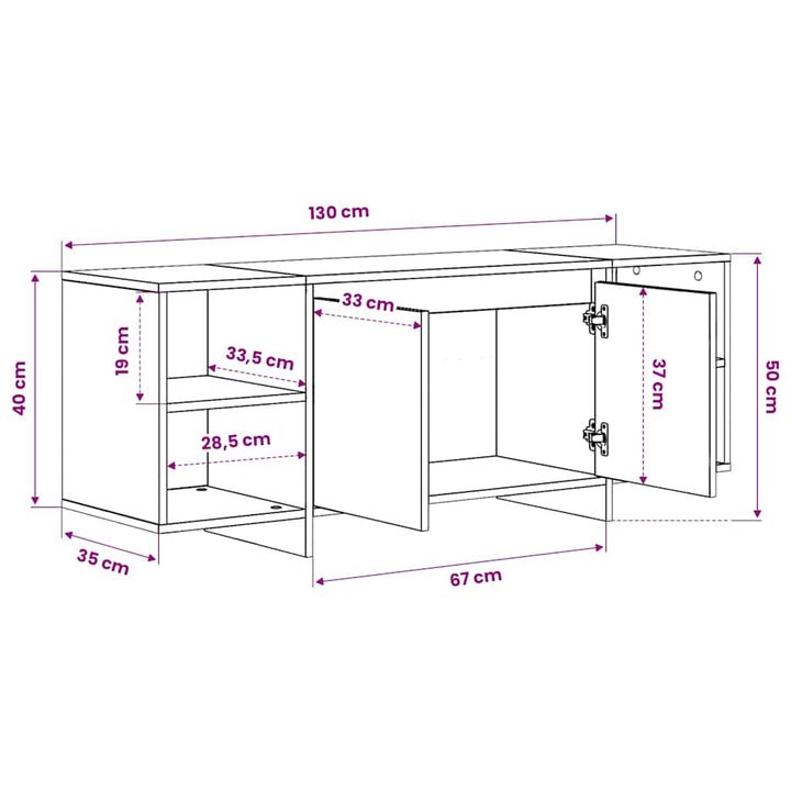 tv-skab 130x35x50 cm konstrueret træ grå sonoma-eg