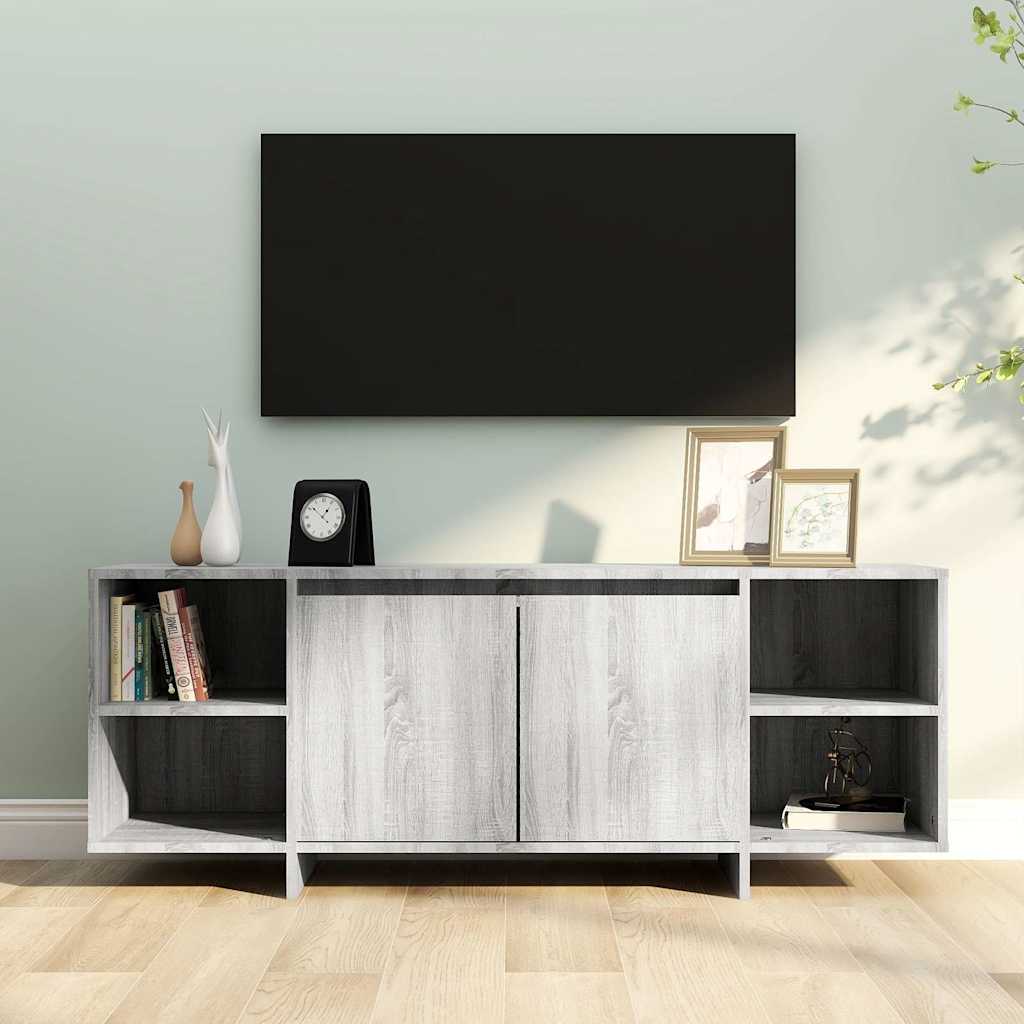 tv-skab 130x35x50 cm konstrueret træ grå sonoma-eg