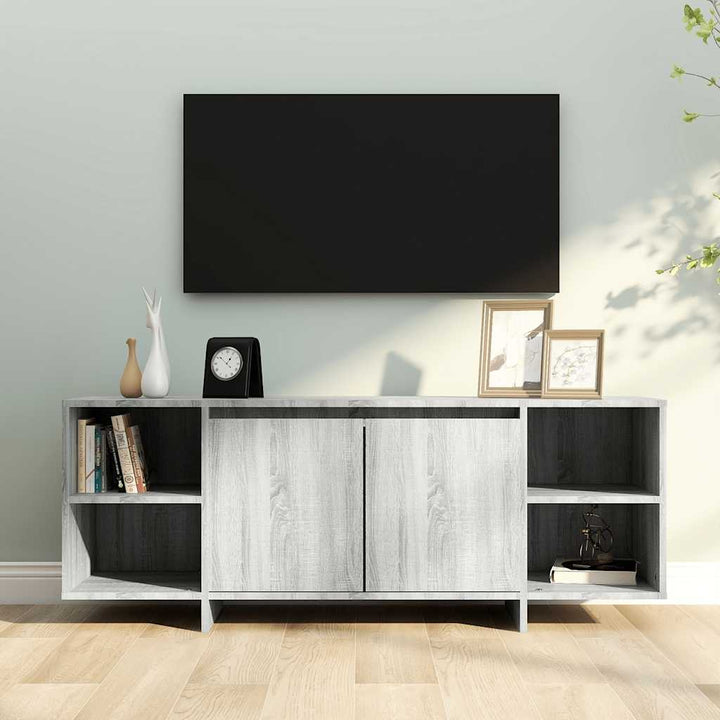 tv-skab 130x35x50 cm konstrueret træ grå sonoma-eg