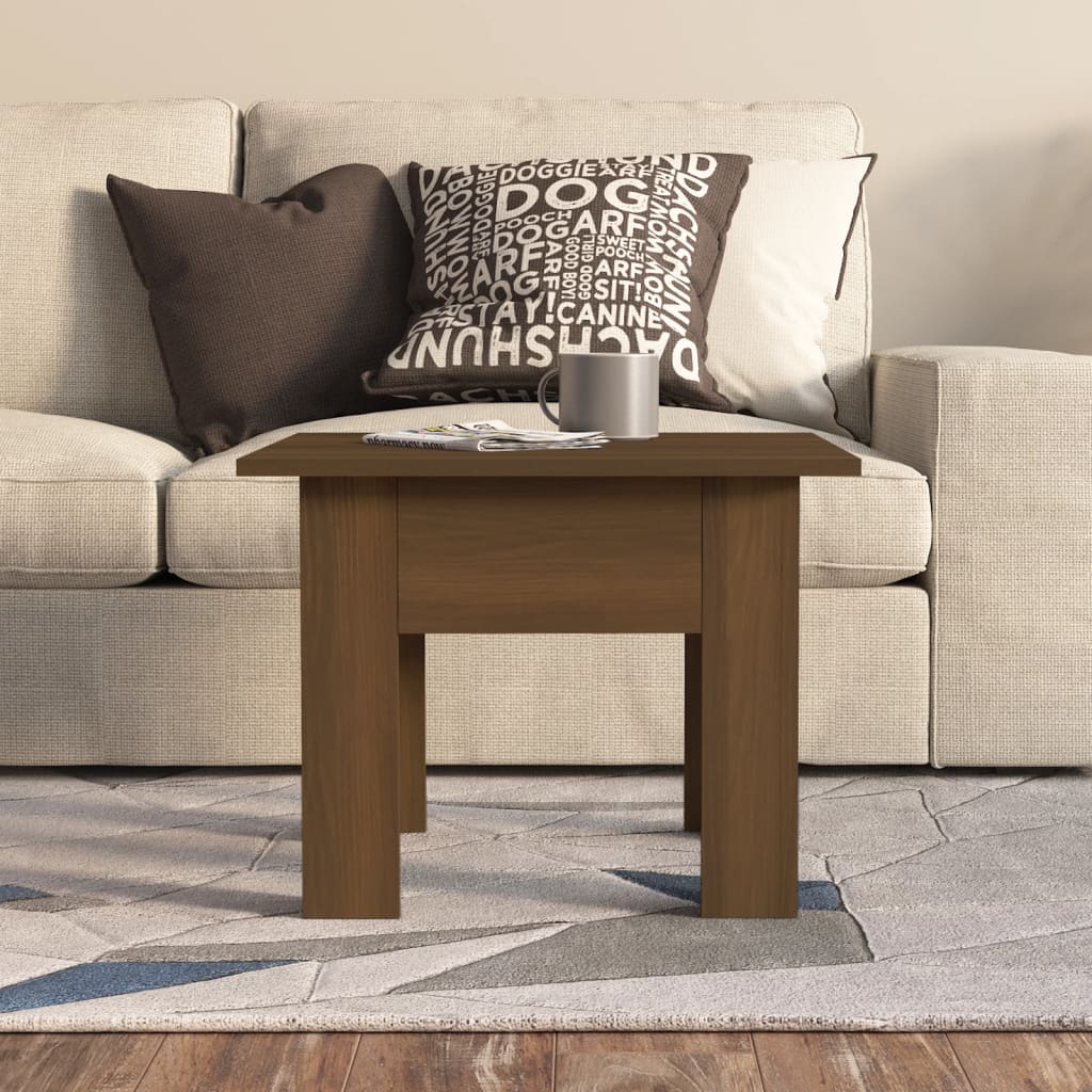 sofabord 55x55x42 cm konstrueret træ brun egetræ