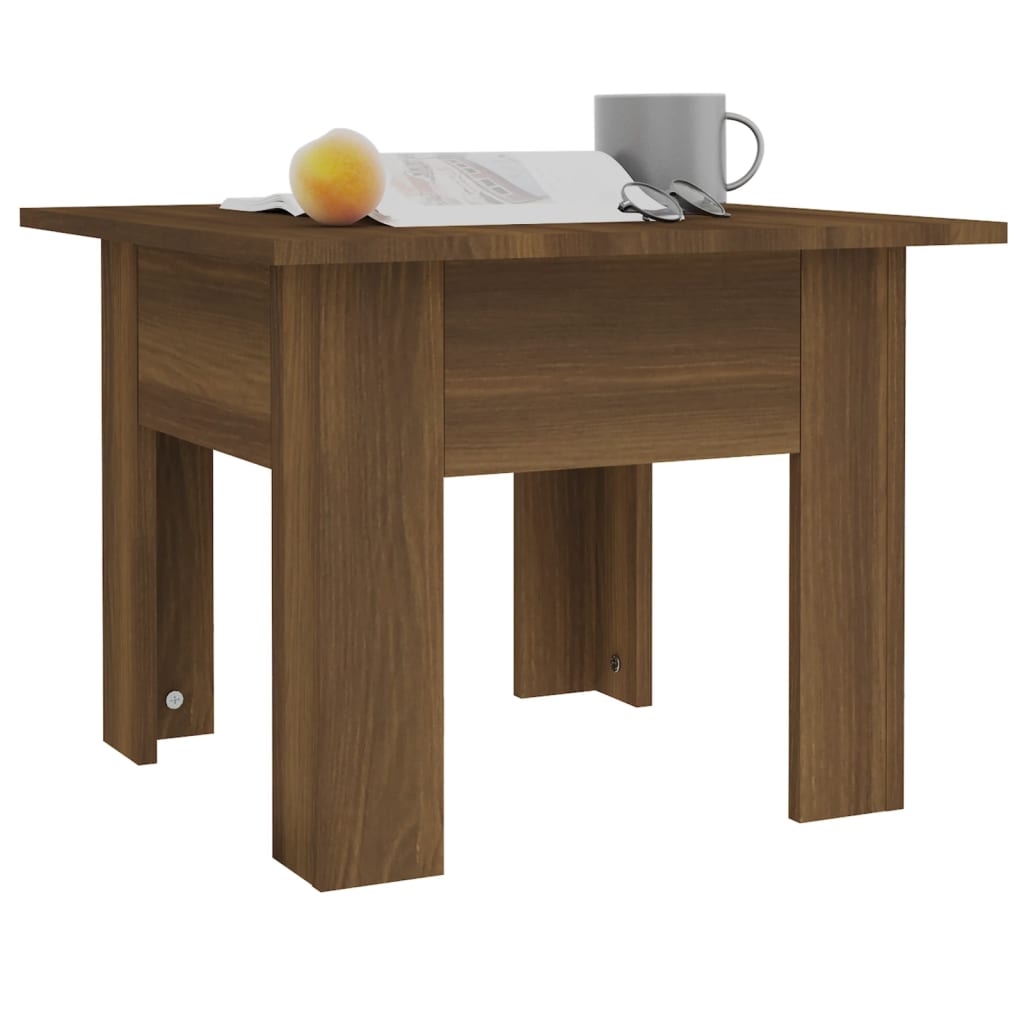 sofabord 55x55x42 cm konstrueret træ brun egetræ