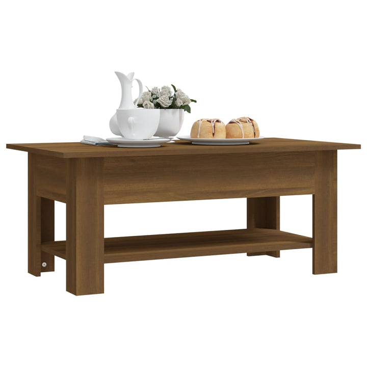 sofabord 102x55x42 cm konstrueret træ brun egetræsfarve