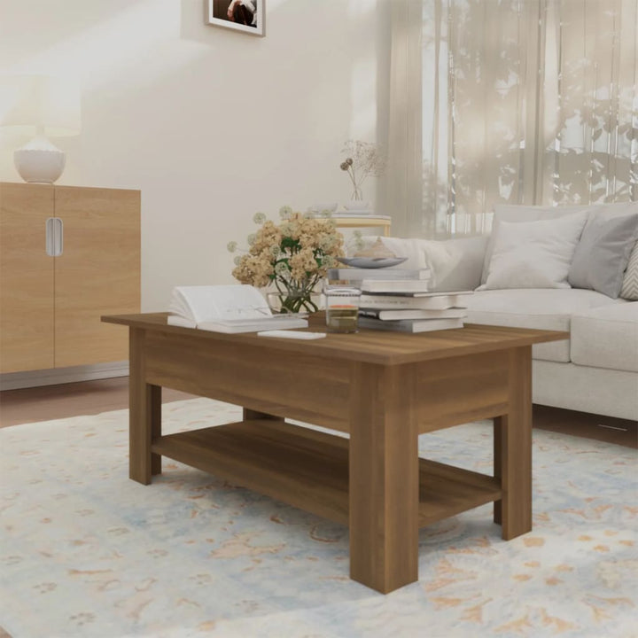 sofabord 102x55x42 cm konstrueret træ brun egetræsfarve