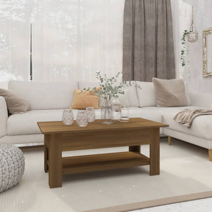 sofabord 102x55x42 cm konstrueret træ brun egetræsfarve