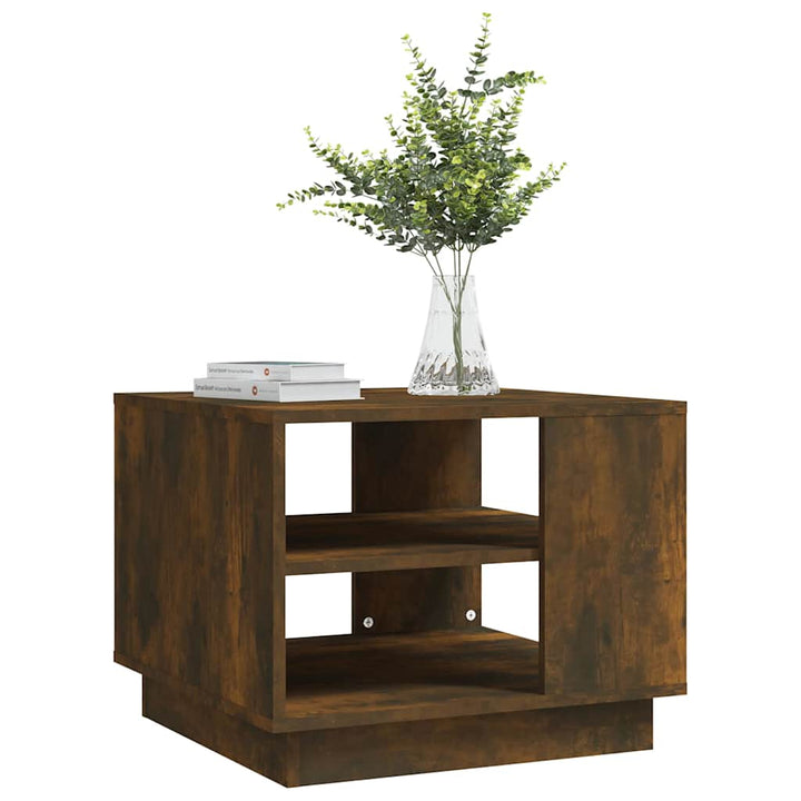 sofabord 55x55x43 cm konstrueret træ røget egetræsfarve