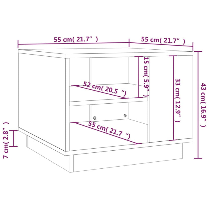 sofabord 55x55x43 cm konstrueret træ røget egetræsfarve